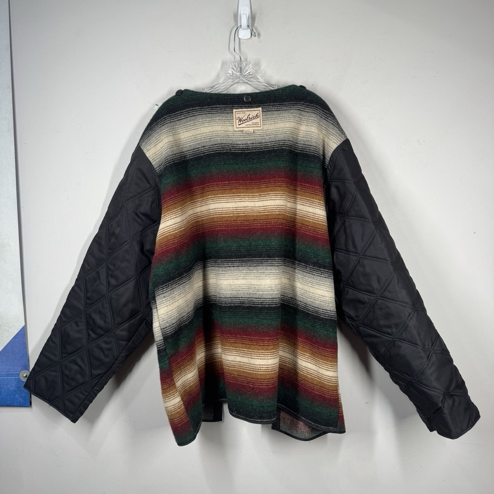 Vtg Woolrich Wool Blanket Stripe Jacket Liner Only Quilted Sleeves Made USA 2XL